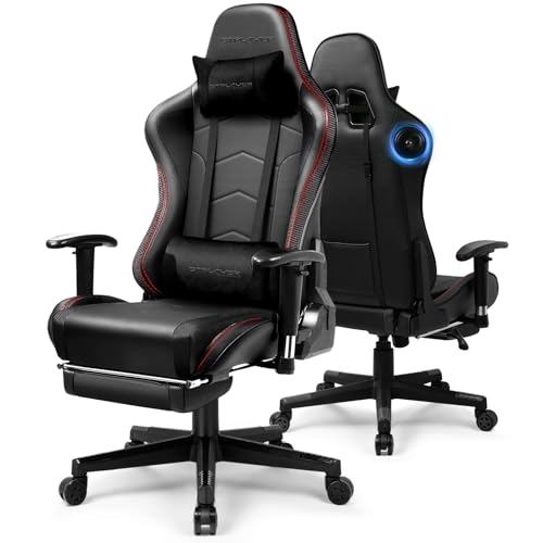 Image of GTPLAYER Gaming Chair,Gamer Chair with Bluetooth and Adjustable Backrest,Seat Height Adjustable Computer Chairs with 3D Armrests,Video Game Chair with Footrest Speakers (Black)