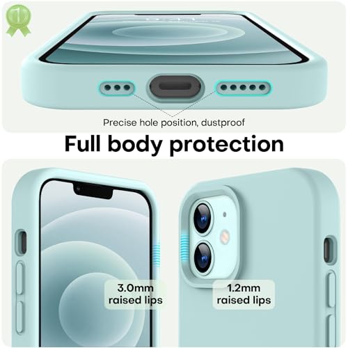 Image of LOVE 3000 Designed for iPhone 12 Case /iPhone 12 Pro Case, Premium Silicone with [Soft Anti-Scratch Microfiber Lining] Shockproof Protective Phone Case for Men Women Girls 6.1 inch, Mint