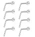 Joybeauti 2mm Stainless Steel Rhinestone Bar Curved L Bend Nose Stud Ring Piercing 20 Gauge Pack of 16 Pcs (White)