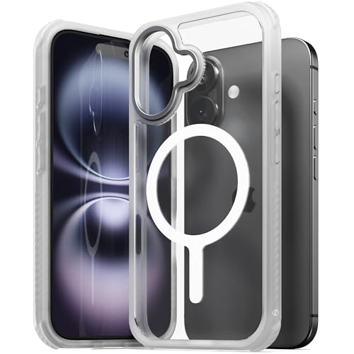 Sinjimoru iPhone 16 �P�[�X MagSafe�Ή� �ČRMIL�K�i �ϏՌ� ���΂ݖh�~ �}�b�g�N���A��PC�t���[�� ����~��TPU�G�b�W �o���p�[�t�� ���C�����X�[�d�Ή� M-AirGuard �A�C�X�z���C�g