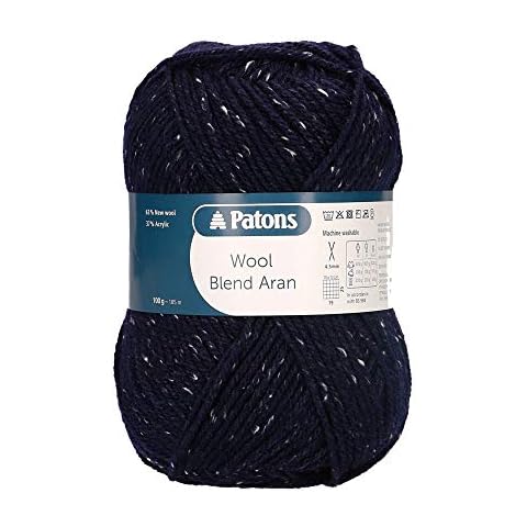 Patons Knitting Yarn, Wool Navy Tweed, 100-grams Cover