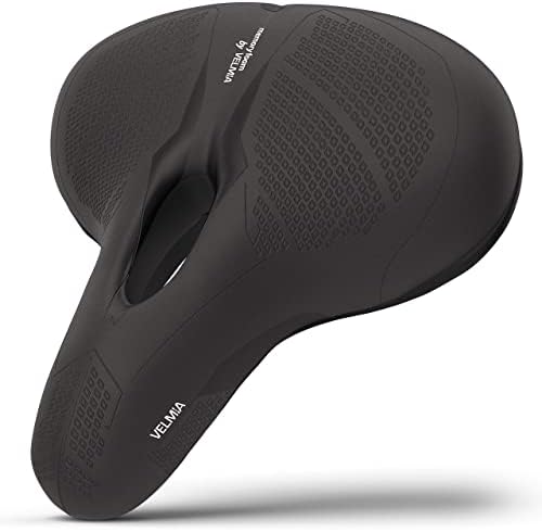 VELMIA Bike Seat designed in Germany, made of Comfy Memory Foam I Bicycle Seat for Men and Women, Waterproof Bike Saddle with smart Zone-Concept I Exercise Bike Seat, Seat for BMX, MTB &amp; Road