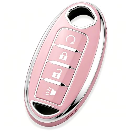 Tautrophen Key Fob Cover Fit for Nissan Infiniti Rogue Pathfinder Armada Murano kicks Frontier Titan 4 Buttons Smart Key