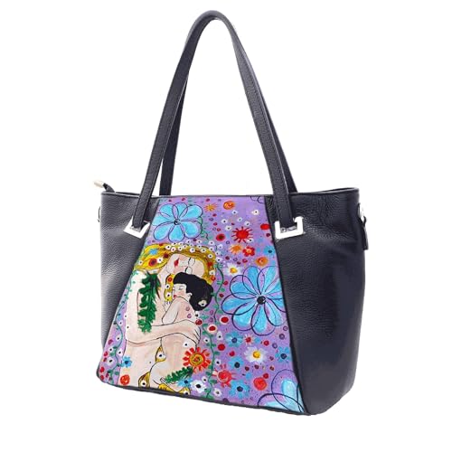 Sac en Cuir Peint à la Main - MÈRE ET Fils Gustav DE Klimt - Sacs pour Femmes, Sacs à Main, Cuir véritable, Made in Italy, Cuir Peint, Sacs à Main et Sacs à bandoulière, Artisanat – vue 3