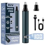 Nose Hair Trimmer for Men with LED Display - 2024 Professional Painless USB Rechargeable Eyebrow & Facial & Nose Hair Trimmer Clipper – 14,000 RPM IPX7 Waterproof Dual Edge Blades, Blue
