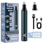 Nose Hair Trimmer with LED Display- 2025 Professional Painless Ear Hair Trimmers for Men and Women, USB Rechargeable Nose Hair Trimmer Clipper – 14,000 RPM IPX7 Waterproof Dual Edge Blades, Blue B