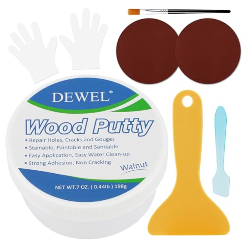 DEWEL Laminate Repair Kit, Pine Wood Filler Putty for Floors, Furniture, Natural Wooden Surfaces - 200g (Walnut)