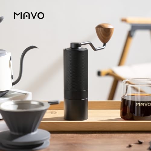 Image of MAVO Manual Coffee Grinder, Wizard Hand Coffee Grinder, Capacity 25g with CNC Stainless Steel Hexagonal Conical Burr, Adjustable Setting, Burr Coffee Bean Grinder for French Press, Pour Over, Black