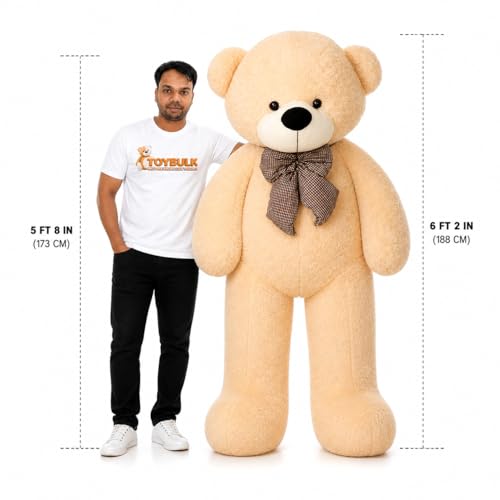 Image of Giant Teddy Bear 6 Feet Cream Color | Big Soft Teddy Bear for Girls | Cute Hugging Plush Toy | Birthday Gift, Valentine Gift, Premium Soft Toy