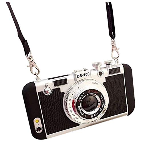 LINPING Paris New Emily Phone Case Retro Camera, Modern 3D Vintage Style Camera Design Funda de Silicona con Correa Larga para iPhone 11 Pro MAX/X/XS/MAX (iPhone 11 Pro MAX, Black)
