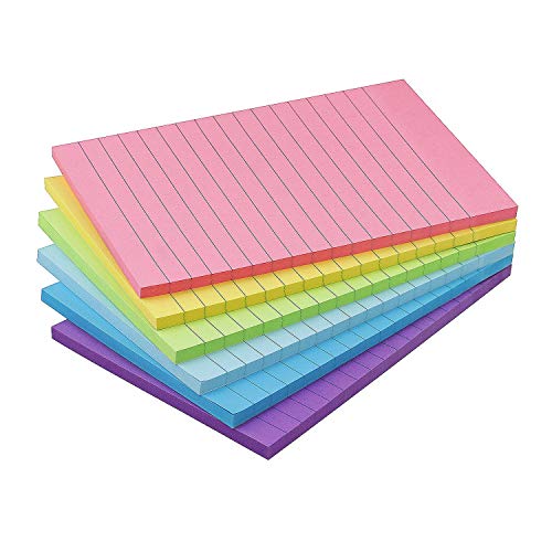 Early Buy Lined Sticky Notes with Lines 4x6 Self-Stick Notes 6 Candy Color 6 Pads, 45 Sheets/Pad