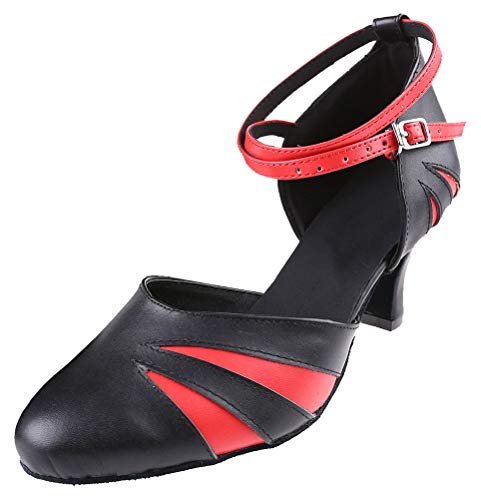 Chaussures de danse latine femme talon bas bout rond noir taille 37 modèle 6117