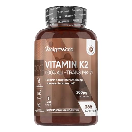 Vitamin K2 MK7-365 vegane Tabletten - 200µg je Dosis - 100% All-Trans Menachinon - 1 Jahr Vorrat - Vitamin K Präparate von WeightWorld
