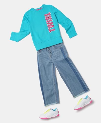 Image of Jockey AG13 Girl's Super Combed Cotton French Terry Graphic Printed Sweatshirt with Ribbed Cuff
