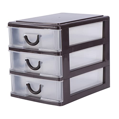 GLEAVI 1Pieza Caja de Almacenamiento de Escritorio de Plástico con Organizador Artículos Práctico para Oficina y Hogar Marrón