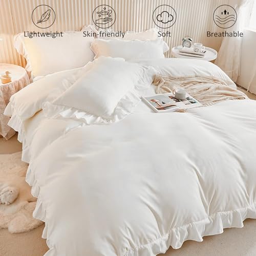 Parure de lit 200x200 microfibre blanche avec housse de couette zip - 4