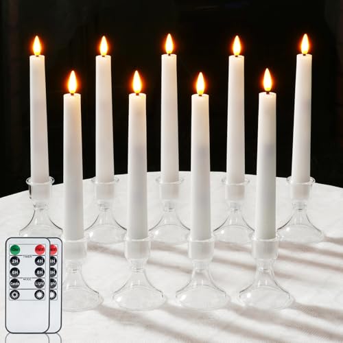 Raycare Pack of 9 Flameless Taper Candles Battery Operated,