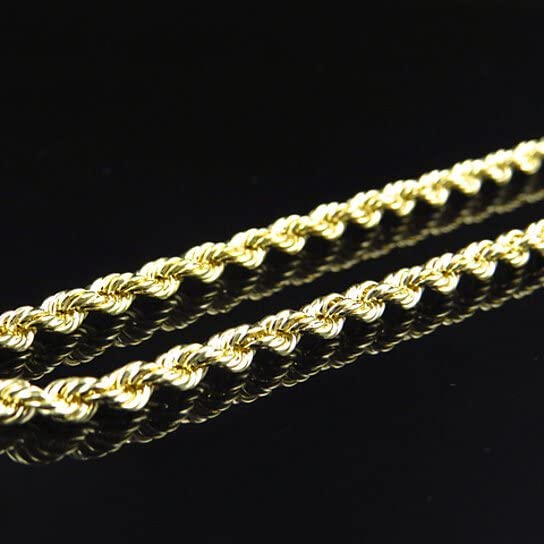Dainty 10K Yellow Gold Italian Diamond Cut Rope Chain Necklace 1.5MM 2MM 2.5MM 3MM 4MM 5MM 6MM Pure 10 Karat Gold Necklaces, 16''-30’' Men Women Unisex 10k Diamond Cut Rope Chain, Women Girls Men Boys Necklace10K Gold 16" 18" 20" 22" 24 30"3