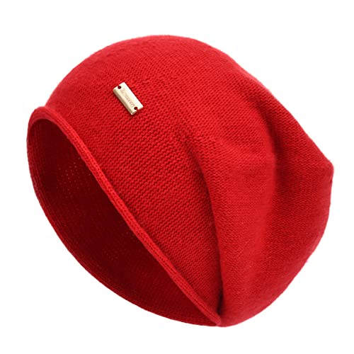 Image of jaxmonoy Cashmere Slouchy Knit Beanie Hat for Women Winter Soft Warm Ladies Wool Knitted Skull Beanies Cap