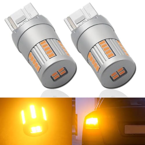 Eluseastar T20 WY21W 7440 LED Bulbs Amber Built in Resistor Anti Hyper Flashing Turn Signal Light 34LED-SMD3020 Chip Extremely Bright Blinker, 2 Pack