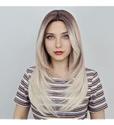 IMSTYLE Pinky Apricot Lace Front Wig: T Part Glueless Synthetic Wig, Wolf Cut/Layer Cut Straight ...