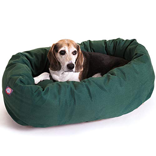 Image of Majestic Pet 32 Inch Bagel Calming Dog Bed Washablee - Cozy Soft Round Dog Bed with Spine Support for Dogs to Rest their Head - Fluffy Donut Dog Bed 32x23x7 (Inch) - Round Pet Bed bed Small - Green
