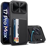 Vihibii iPhone 17 Pro Max ケース カード収納 スタンド付き いphone17promax カメラ保護 レンズスタンド 耐衝撃 手帳型 ストラップ用穴付き 頑丈 米軍MIL規格 iPhone17プロマックスケース(ブラック)