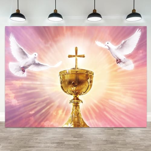 Toile de fond de Pâques Jésus Christ et colombe de la paix 3x2,4m pour décor d'église