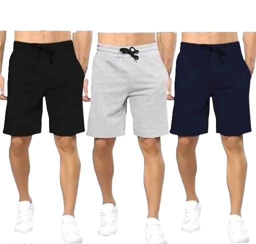 Mahira Hosiery Pack of 3 Men’s Solid Sports Shorts | Multicolor Polyester Regular Fit Gym Running Casual Half Pants-image-7