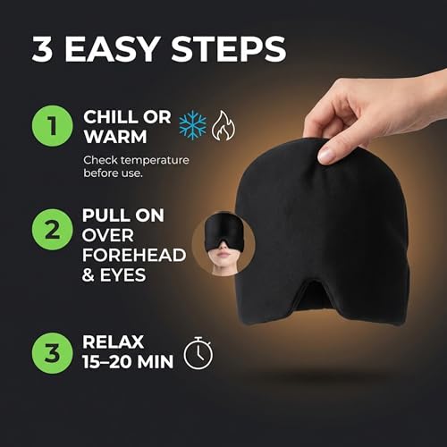 Image of Migraine Relief Cap for Migraines, Headaches, Sinuses, Tension Relief Headache Relief Cap for Men & Women Hot & Cold Therapy Relaxing Thermax Migraine Miracle Cap, Migrane Relaxing Cap(Multicolor)