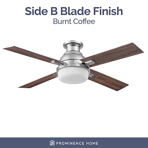 Prominence Home Kyrra, 52 Inch Contemporary Indoor Semi Flush Mount Led Ceiling Fan With Light, Remote Control, Dual Finish Blades, Reversible Motor - 51681-01 (Pewter) #TOP6
