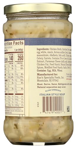 Image of Rao's Made for Home Chicken Orzo Soup, 16 oz, Traditional Italian Heat and Serve Soup, Made with Premium Quality Ingredients (Pack of 4)