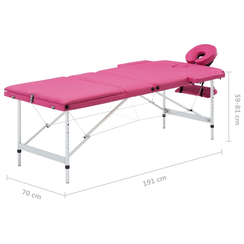 Générique Table de Massage Pliable 3 Zones Aluminium Rose,Santé & beauté,Hygiène personnelle,Massage & Relaxation,Tables de Massage,Rose,17.05 KG,110197