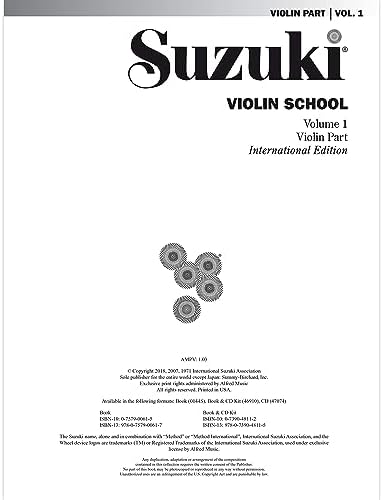 Suzuki Violin School Violin Part, Volume 1 (International Edition): 01