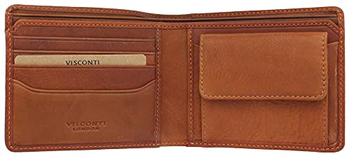 Visconti Darwin Collection Newton Leather Wallet RFID Blocking Tap and Go DRW40, Tan, Modern