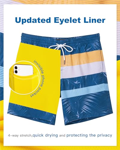 Image of SURF CUZ Mens Swim Trunks with Compression Liner Swim Shorts 7 inch Swimming Trunks Stretch 7 Inch Swim Suits Quick Dry