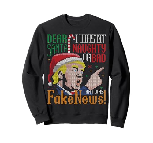 Fake News US President Donald Trump Ugly Christmas Sweater Sweatshirt