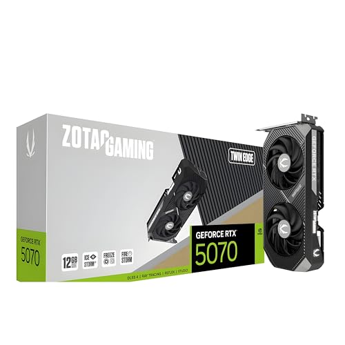 Image of ZOTAC Gaming GeForce RTX 5070 Twin Edge Graphics Card - Black | 12 GB | DLSS 4 | GDDR7 | 192 bit | IceStorm 2.0 Advanced Cooling | Dual Fan | SFF Ready | Metal Backplate | ZT-B50700E-10P