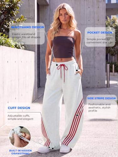 Image of EMMIOL Women's Y2K Baggy Barrel Striped Sweatpants High Waisted Wide Leg