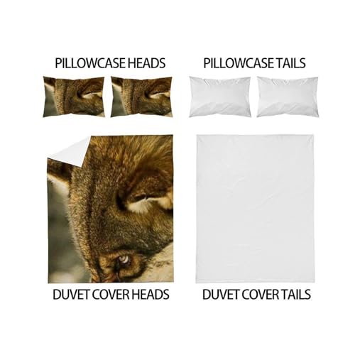 Parure de lit loup imprimé 3D microfibre avec zip - 4