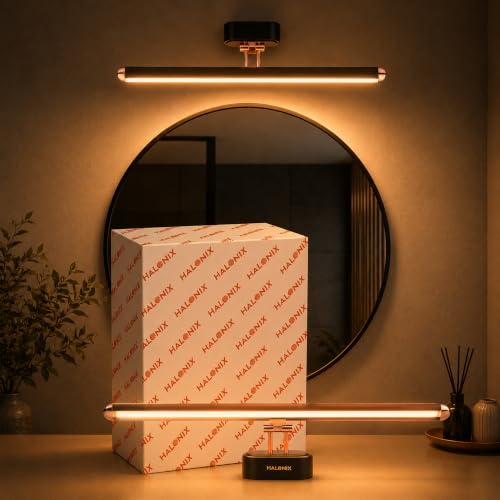 Image of Halonix Signia 6W 3-in-1 Color Changing Mirror Light /Picture Light | Adjustable Color (Warm White, Natural White & Cool White) | Vanity Light | Decorative Mirror Light for Bathroom, Dressing Area |