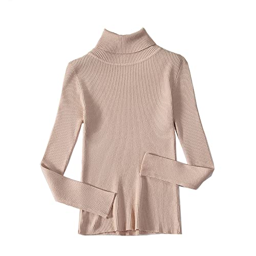 2021 Pull à col roulé pour femme Automne/hiver Slim Pull tricoté à col roulé, rose, Taille Unique Cover