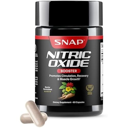 Snap Supplements Nitric Oxide Booster for Men & Women, 60 Vegan Capsules