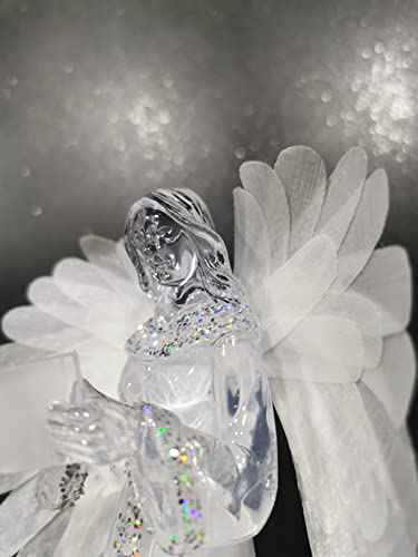 artigianato angelo luminoso led RGB a pile 3xAAA con glitter ed ali in fibra ottica IDEE ADDOBBI E DECORAZIONI NATALIZIE