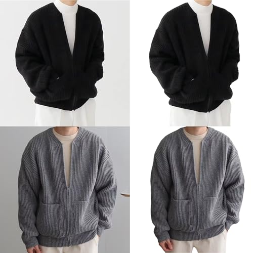 Womens Sweaters,Men's Full Zipper Cardigan Sweater Solid Color Knitted Sweaters Knitted Men Casual Sweater Cardigan2