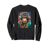 Photo Gallery monkey dj with headphones vaporwave retro felpa Photo Gallery monkey dj with headphones vaporwave retro felpa
