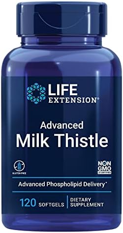 Life Extension Advanced Milk Thistle - With Silybin, Phosphatidylcholine and other Phospholipid - For Liver, Kidney Health & Detox - Non-GMO, Gluten-Free -120 Softgels