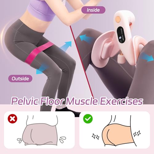 QIUTONG Thigh Trainer 2026 Upgraded, 10-78LB Thigh Trainer Thigh Exerciser, LED Inner Thigh Exerciser, 360° Pelvic Floor Exercise Devices, Hip Trainer Kegel Excerciser, 20LB Resistance Band, Pink by QIUQIUTONG8 - Image 5