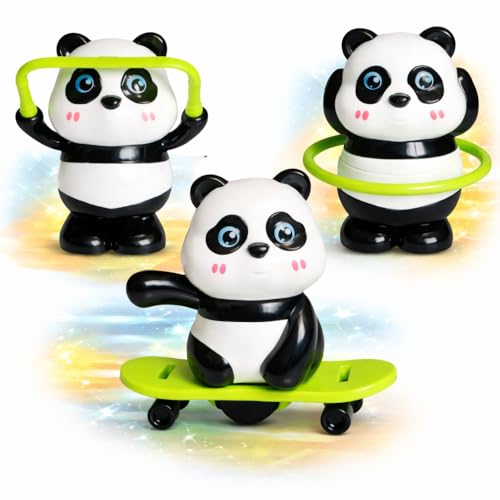 Image of MERRILY Cute Panda Toy Set for Kids - Rotating & Moving Action Panda Figures, Interactive Fun Play Toys, Safe Educational Gift for Boys & Girls 3+ (3PCS Set)