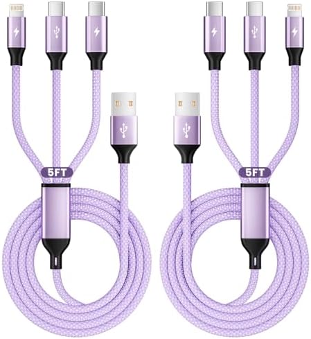Multi Charging Cable with 2 USB-C/IP, Charging Cords for Multiple Devices